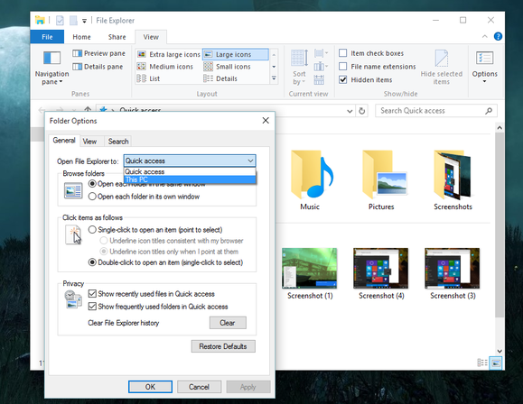 windows 10 quick access or this pc