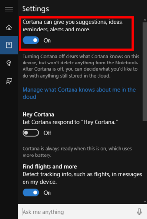 windows10 privacy cortanasettings