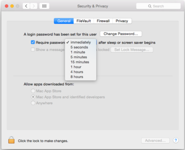 password with auto lock