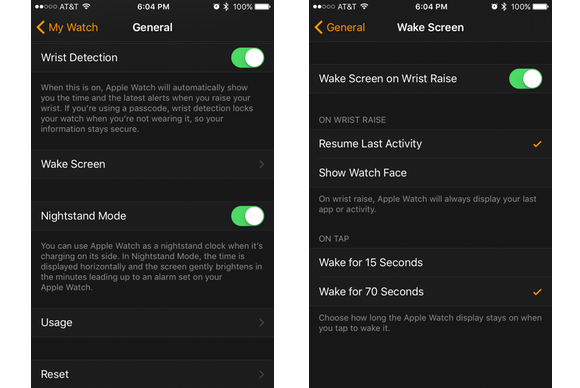 apple watch wake