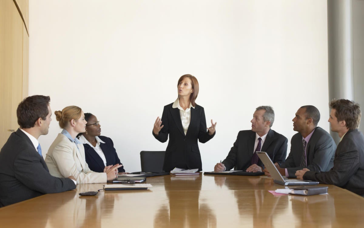 businesswoman speaking during a meeting