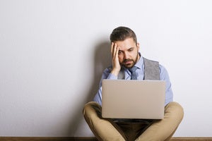 computer frustration man