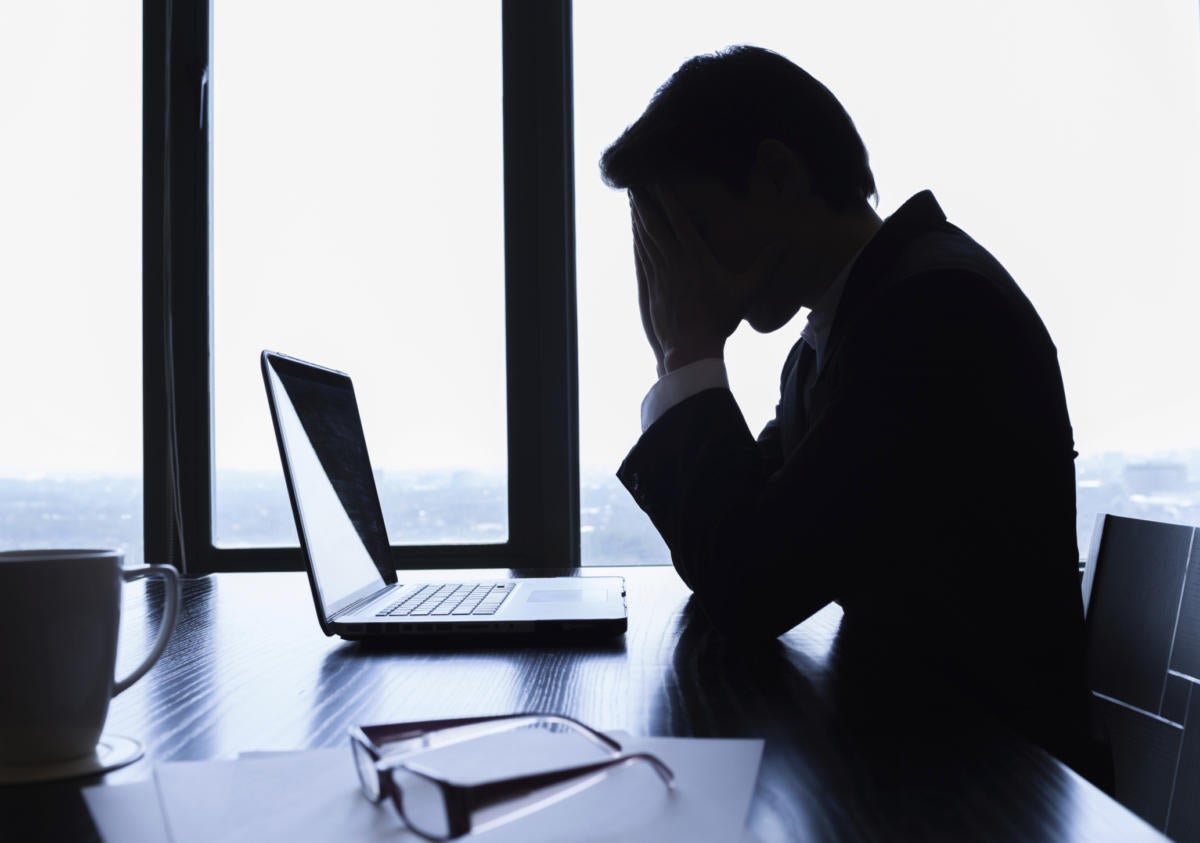 depression businessman thinking loss sad overworked