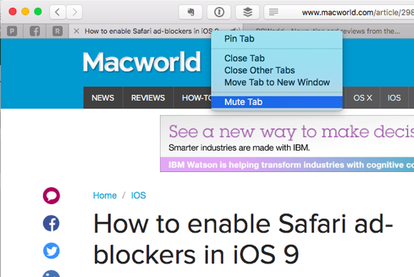 el capitan safari mute tabs