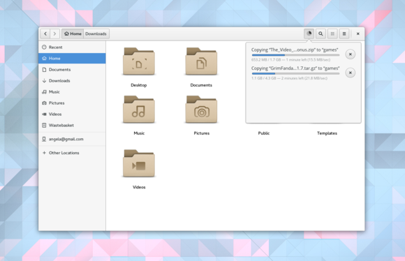 files transfers GNOME 3.18
