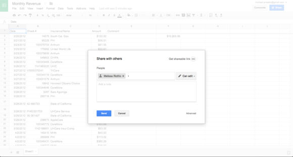 google sheets sharing