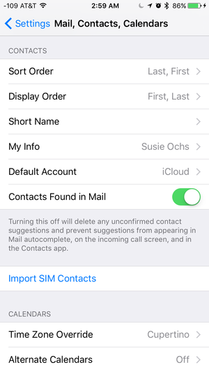 ios9 settings contacts