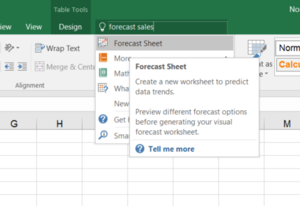 office 2016 review tell me forecast sales