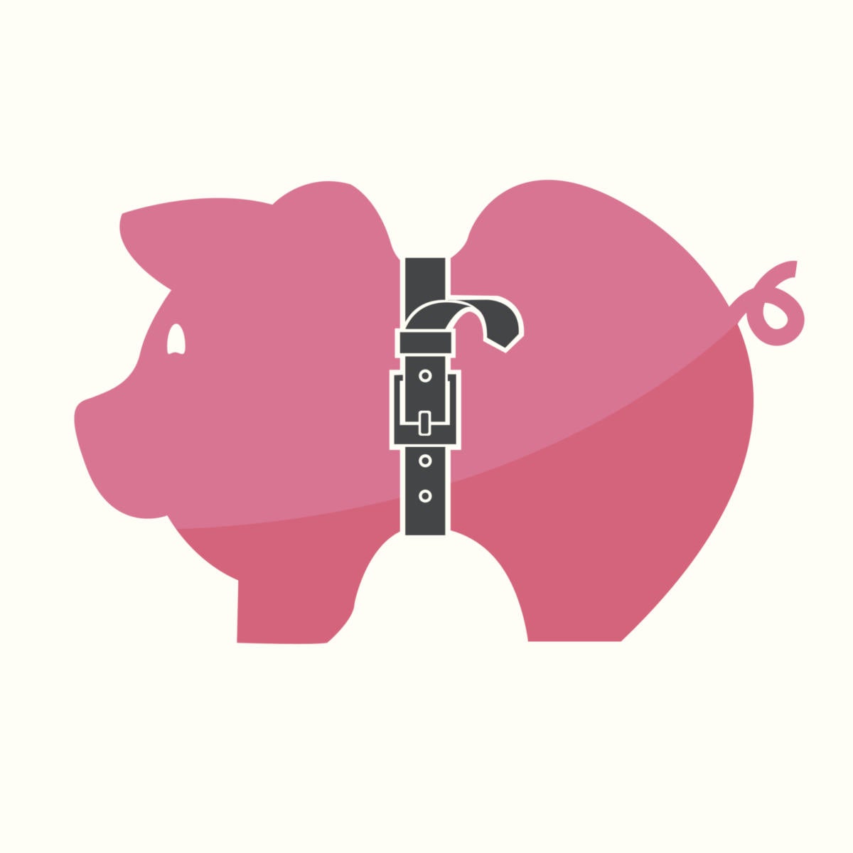 piggy bank savings belt tightening