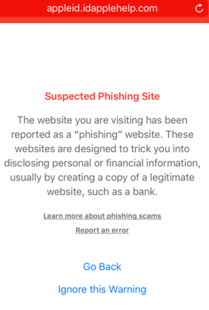 private i phishing site warning