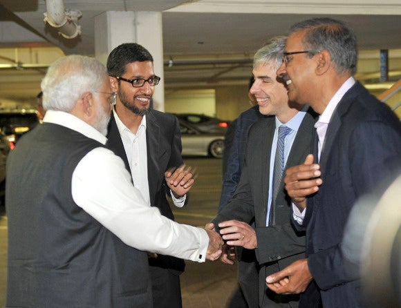 Modi, Pichai and Page at Google