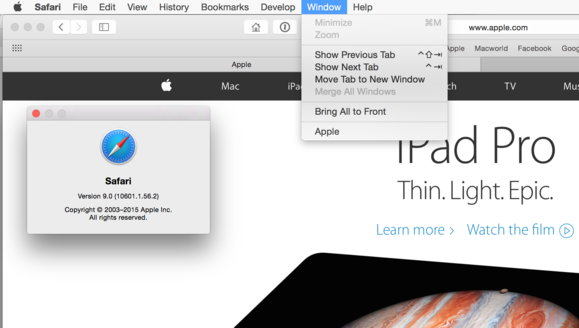 safari 9 yosemite no pin
