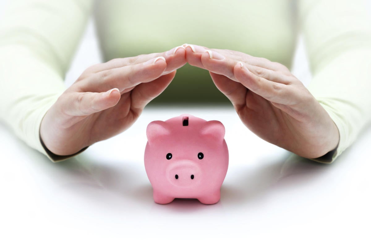 shield piggy bank savings money invest