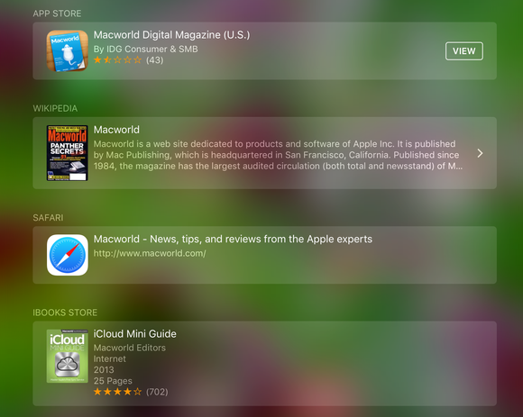 spotlight ios9 macworld text search