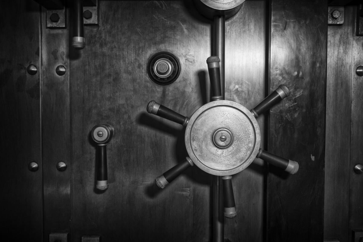 Black and white heavy duty bank vault