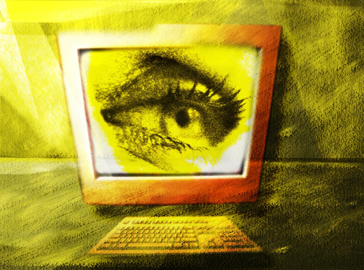 eye on computer monitor showing privacy security or breach