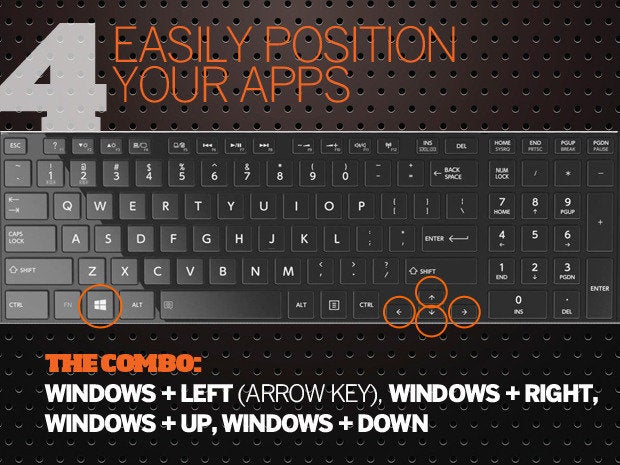 10 Windows 10 keyboard shortcuts - 4 - easily position apps
