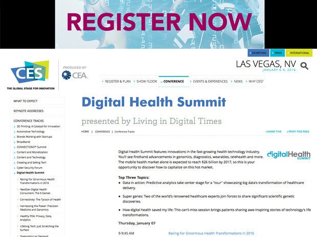 CES Digital Health Summit website