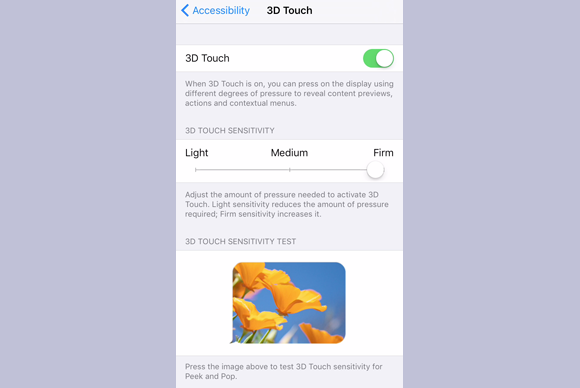 adjust the pressure of 3d touch