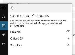 cortana connected accounts