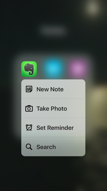 evernote 3d touch