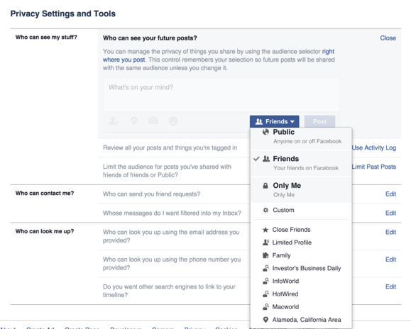 facebook global privacy settings