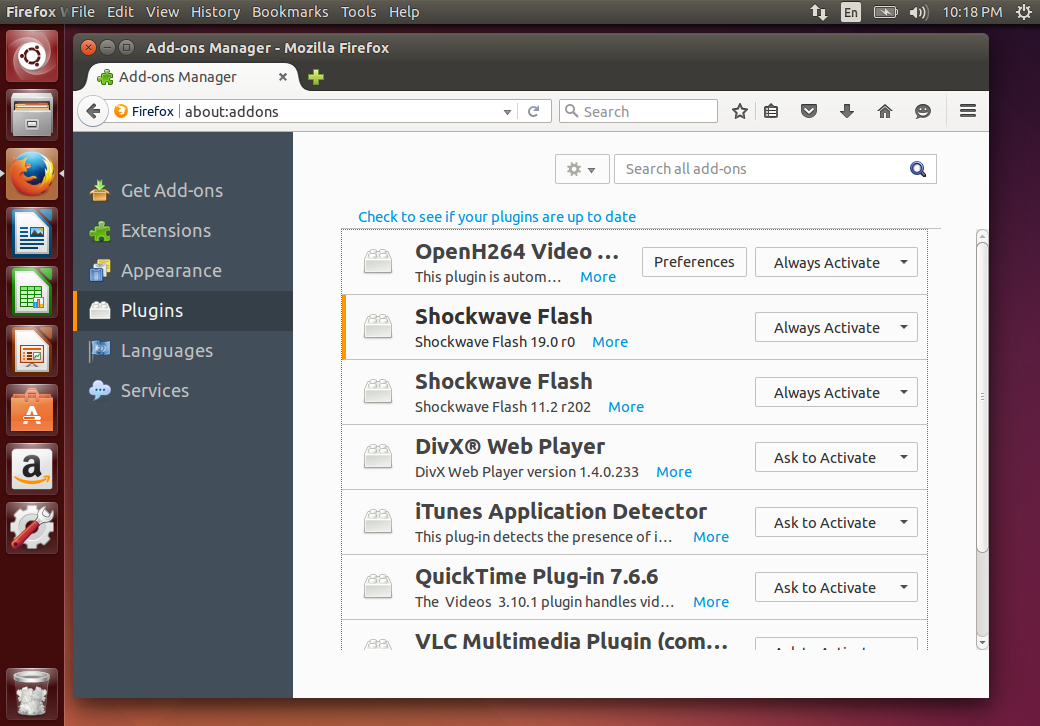 mozilla firefox addons update check