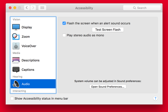 flash the screen for an error