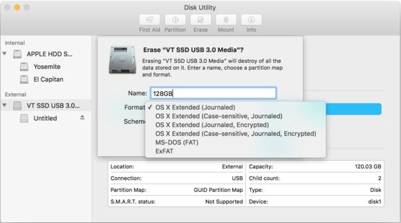 what format disk utility read on mac and windows