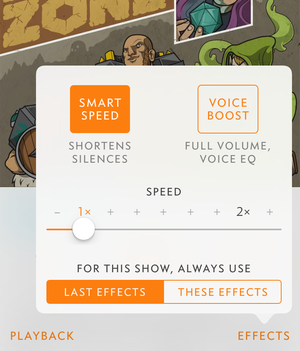 overcast2 per episode audio settings