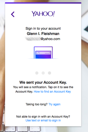private i yahoo key web login