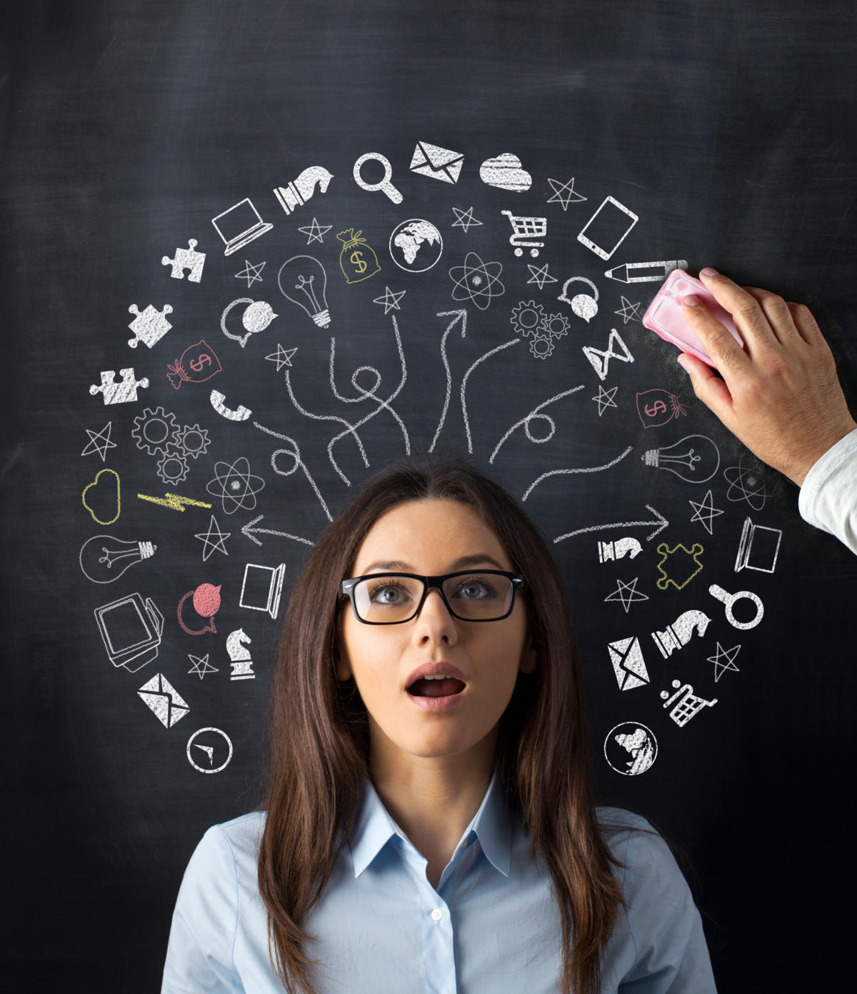 apps and data representations being erased from a chalkboard