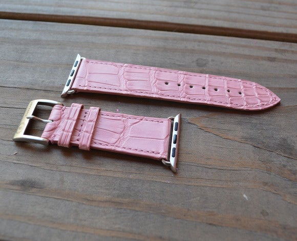 Pink Lizard Apple Watch Leather Band