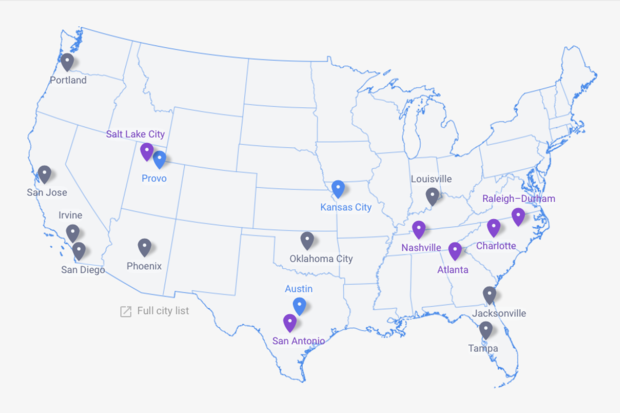 US Google Fiber map