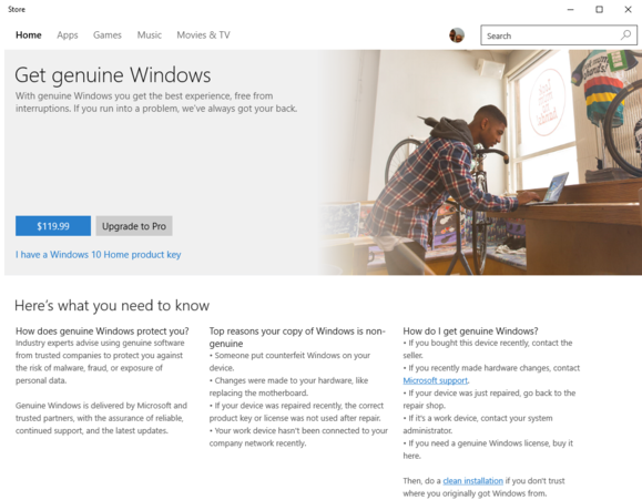 downgrade from pirated windows 10 pro to windows 10 home