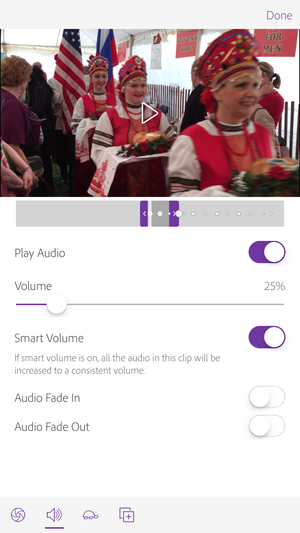 adobe premiere clip iphone audio controls