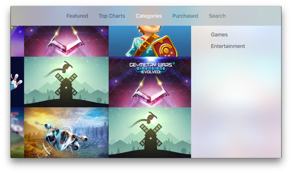 apple tv app store categories