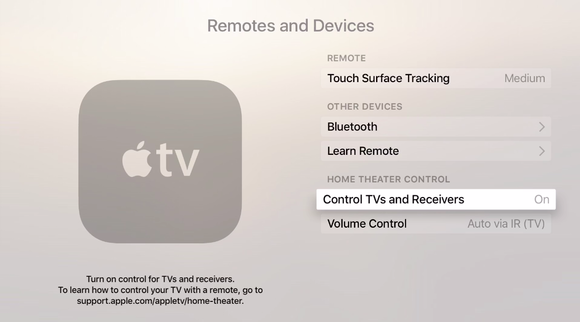 appletv settings remotes devices cec