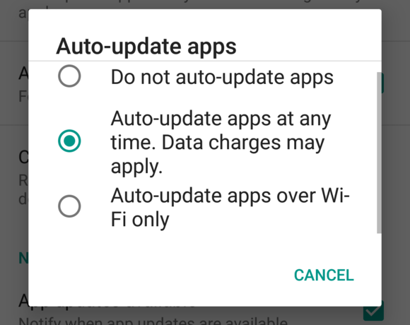 auto update settings