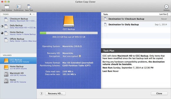 carbon copy cloner disk center