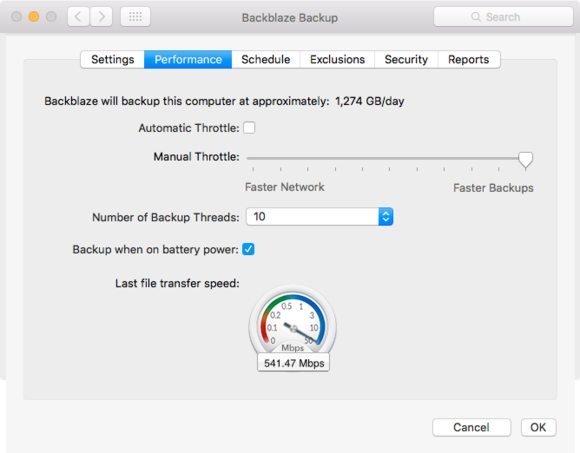 fiber backblaze upload speed