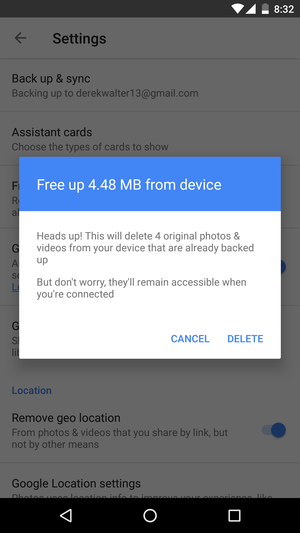 google photos free up storage