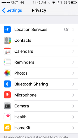 ios privacy settings