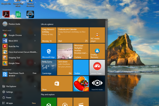 windows 10 new start menu