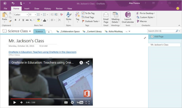 OneNote 2016 video embed