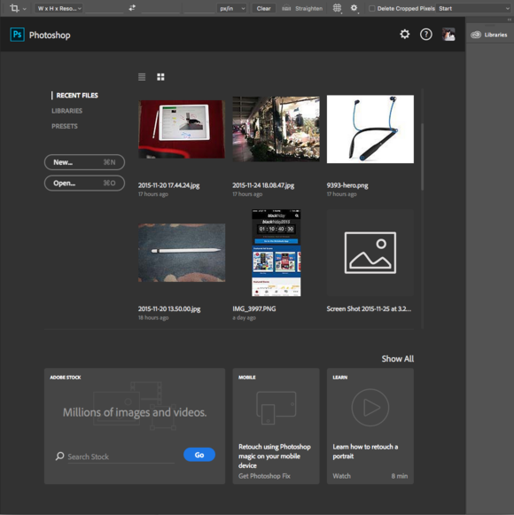 photoshop update new launch dialog