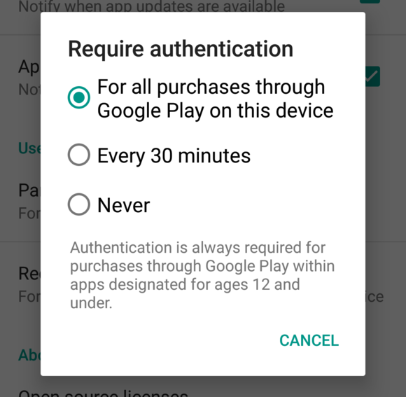 require authentication google play