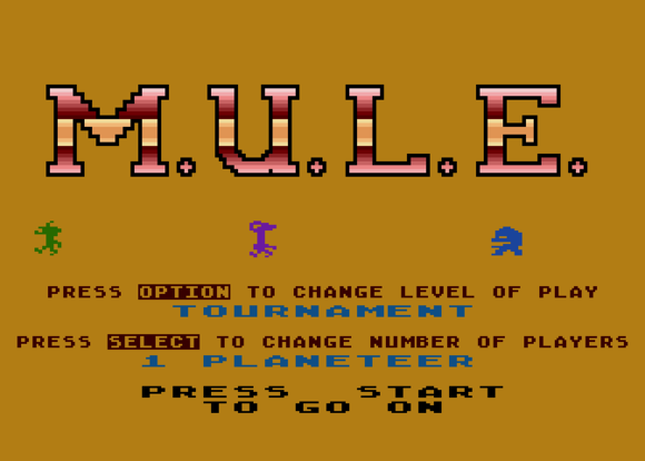 this old tech atari 800 mule title screen