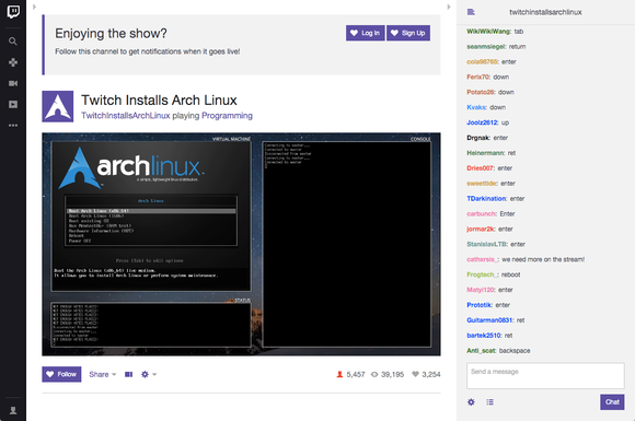 twitch installs arch