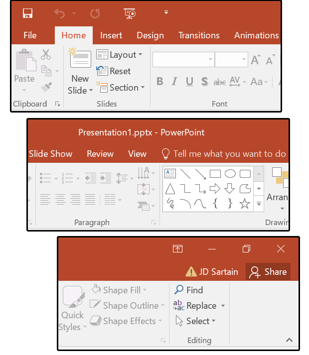 document info on the insert tab in 2016